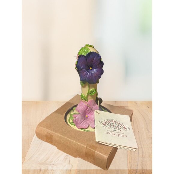 New Shaker Hearth Floral Cookie Press Hand-Painted Ceramic with Floral Design - Picture 1 of 5